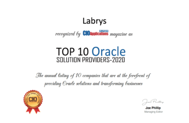 Labrys has been recognized as one of the Top 10 Oracle Solutions Providers in 2020 by CIO Applications Europe Magazine!