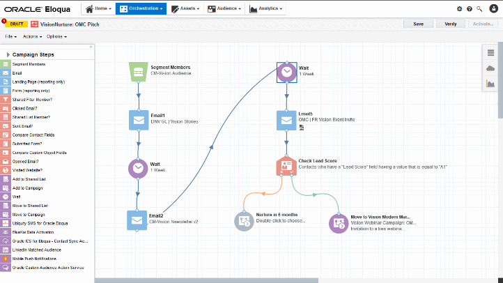 Oracle Eloqua Marketing Automation Canvas